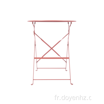 Table ronde pliante en métal 60 cm avec motif de feuilles